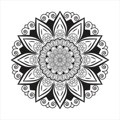 Mandala black and white floral pattern
