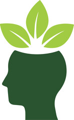 World Vegetarian Day Logo with Human Head and Green Leaves