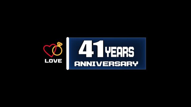 41 years anniversary artwork, romantic couple marriage banner, golden love heart wedding ring symbol, elegant stylish celebration design