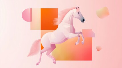 Elegant horse with geometric elements in modern art design