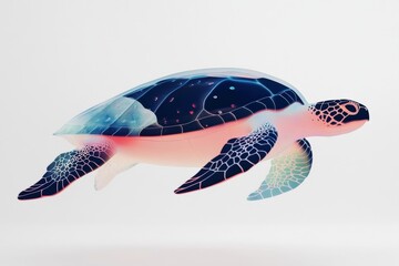 Detailed digital depiction of a sea turtle swimming in marine environment