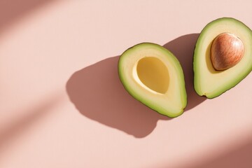 Modern geometric design of avocado halves on minimalist background for creative print