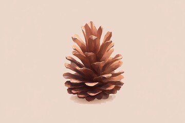 Angular illustrated pine cone portrait for natural design concepts and decor inspiration
