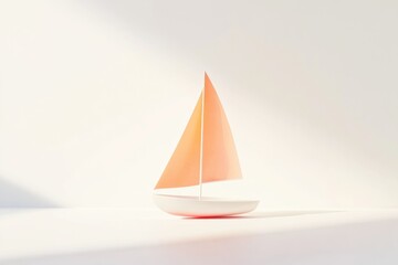 Minimalist toy sailboat for kids room decor or nautical-themed design