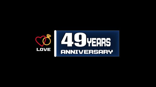 49 years wedding anniversary, golden love rings logo animation, cinematic elegant opener, romantic milestone celebration design