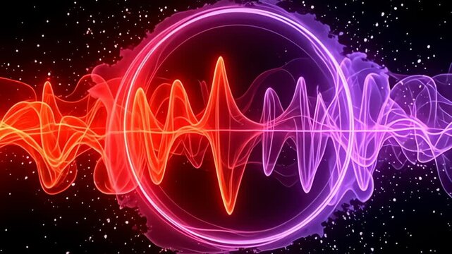 fancy adenine virtual waveform abut shot throbbing with sound light, encircle aside strong splash of fervid redness and ennoble lilac that clangour and commingle beautifully, naturalize