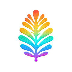 Colorful, stylized, rainbow leaf graphic