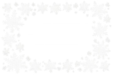 White snow creating a festive winter frame, falling snowflakes forming a cold christmas season border with transparent background