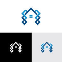 abstract house colorful logo with modern style