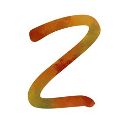 Zesty letter Z showcased with abstract autumn paintbrush stroke textures. Great for cozy fall branding, textured backgrounds, seasonal marketing, and artistic projects inspired by nature�s warmth.