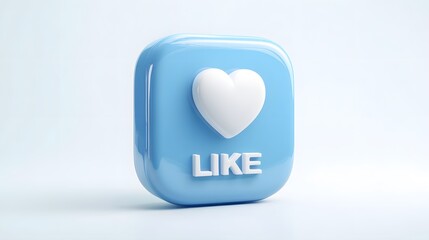 Blue social media like button with white heart and text
