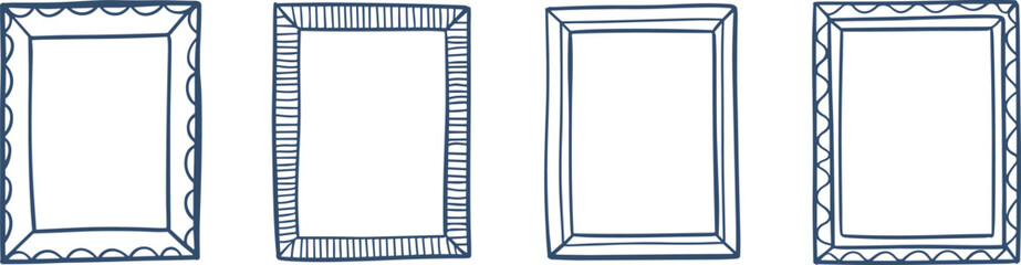 hand drawn picture frames, decorative borders, vintage frame set, zigzag edge, scalloped design, minimalist rectangular outlines