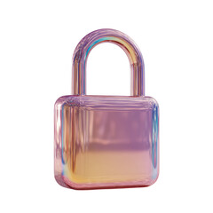 3D rendered, iridescent, rose gold padlock