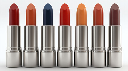 Discover your perfect shade with this stunning collection of vibrant modern lipsticks in elegant silver cases