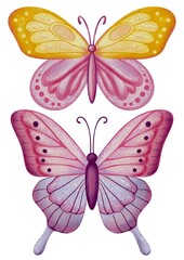 Fairy tale watercolor clipart set with princesses, fairy, unicorn, dragon, castle and festive details, perfect for kids’ creative projects.