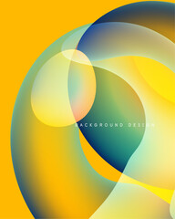 Abstract colorful circles overlap, creating vibrant gradients. Yellow dominates background, teal accents present. Modern design element.