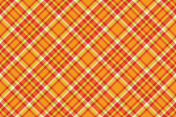Vibrant seamless tartan pattern in warm hues of orange, red and yellow. Versatile for textiles, backgrounds, designs evoking tradition and comfort.