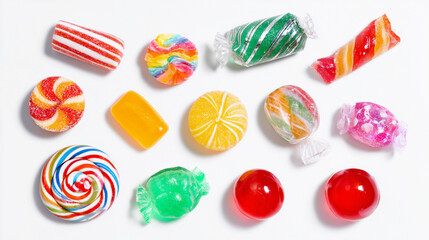 Various of candy seperate on white background