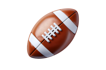 A Detailed Close-Up View of a Classic American Football, Ready for Game Day Action! Isolated on transparent background, cutout	