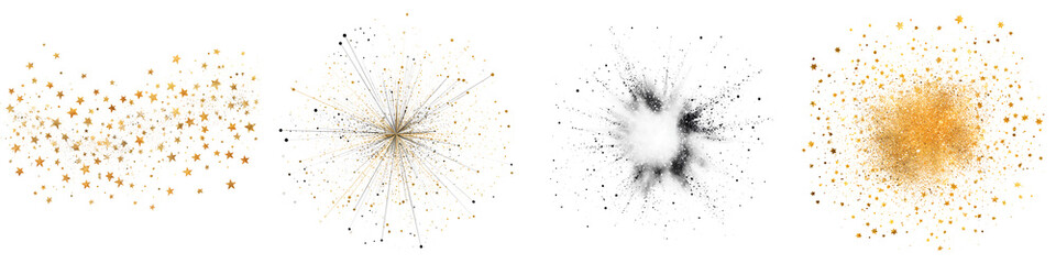 Abstract Particle Explosion Collection: Gold, Black and Orange