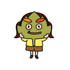 落ち葉のお面をかぶる子供（女の子2）