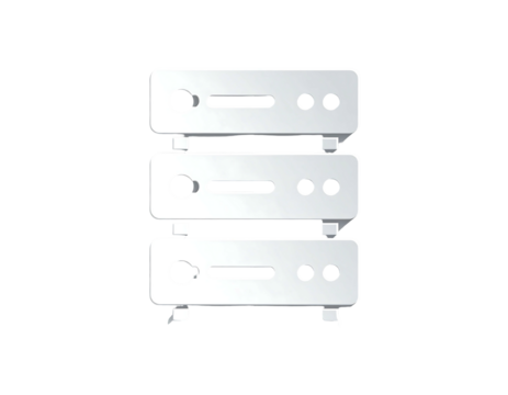 Three sleek, white, rectangular server units stacked vertically, each with subtle details and small feet, suggesting a powerful and efficient data center system