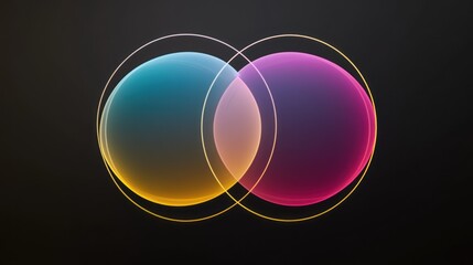 Fototapeta premium Two overlapping circles, vibrant colors, graphic design