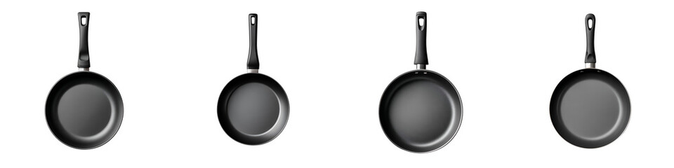 Set of Nonstick Frying Pans on White Background
