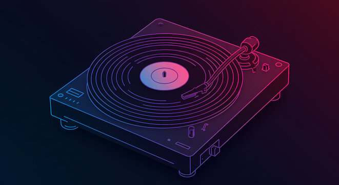 Vetor de toca-discos de vinil retr&ocirc; &ndash; Ilustra&ccedil;&atilde;o de disco girat&oacute;rio