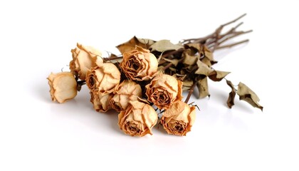 Dried roses on white