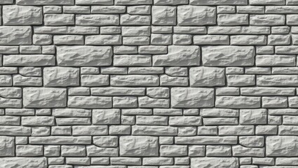Obraz premium A light gray stone wall pattern displays rectangular, textured blocks arranged in a repeating pattern.