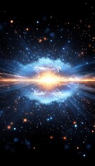 Obraz premium Vibrant Digital Explosion Abstract Energy Burst with Glowing Sparks and Cosmic Galaxy Effects