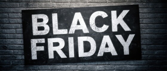 Obraz premium The Black Friday Sale Banner Against a Textured Brick Wall
