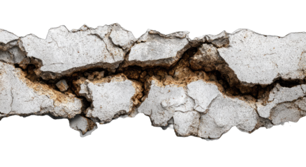 Cracked concrete slab, showing deep fissures