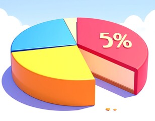 Colorful 3D pie chart with a missing slice