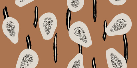 Abstract Papaya Slice and Stem Pattern