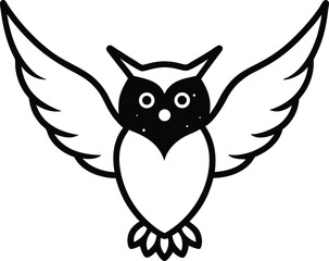 owl galaxy wings line art illustration