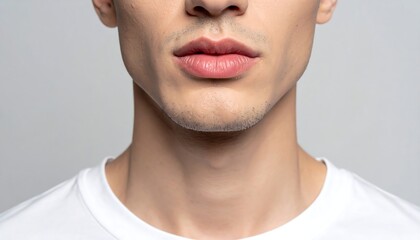 Fototapeta premium Close-up of a man's mouth and neck