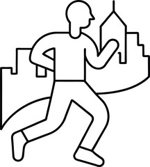 cyberpunk city jogging line art illustration