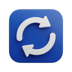 3d icon of blue refresh icon with circular arrows isolated on transparent background, update symbol