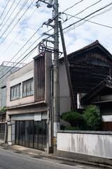 日本の鳥取県の三朝温泉の古くて美しい建物