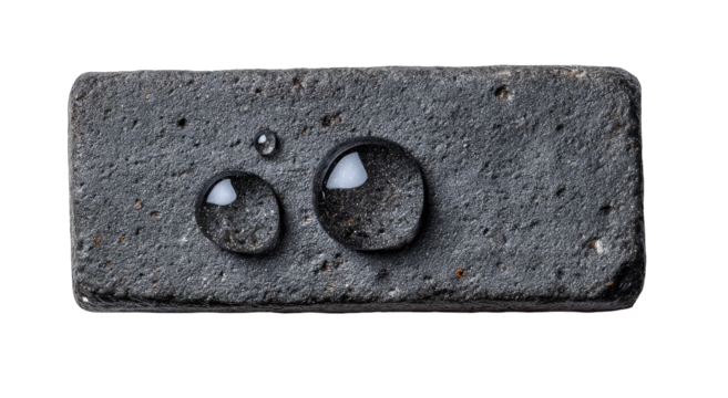 Gray rectangular block with water droplets