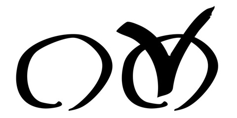 Check mark. Check box icon with right and wrong buttons and yes or no checkmark icons in tick. Isolated checkmark symbol, right and wrong sign concept.