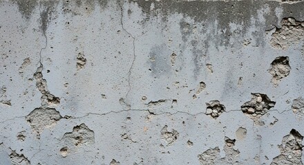 Weathered Concrete Wall with Extensive Damage and Cracks