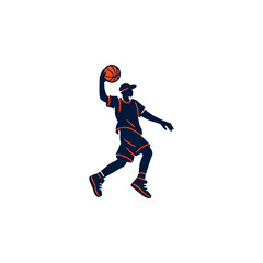 Dynamic Silhouette of a Basketball Player in Mid-Jump