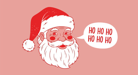 Joyful Santa Claus exclaims HO HO HO with festive cheer, bringing holiday spirit and seasonal greetings to all