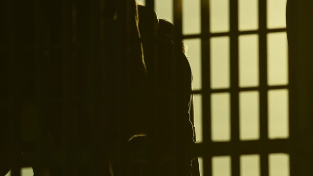 People silhouettes walking behind a shoji screen