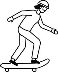 person skateboarding with vr headset line art