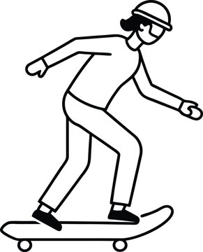 skater riding skateboard black and white clip art preview