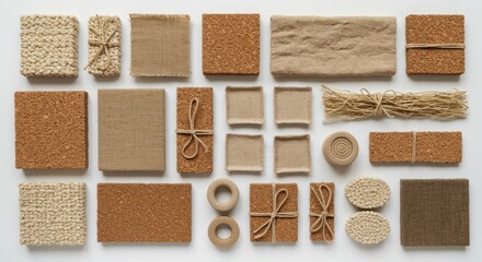 Collection of natural fiber samples textures and materials
